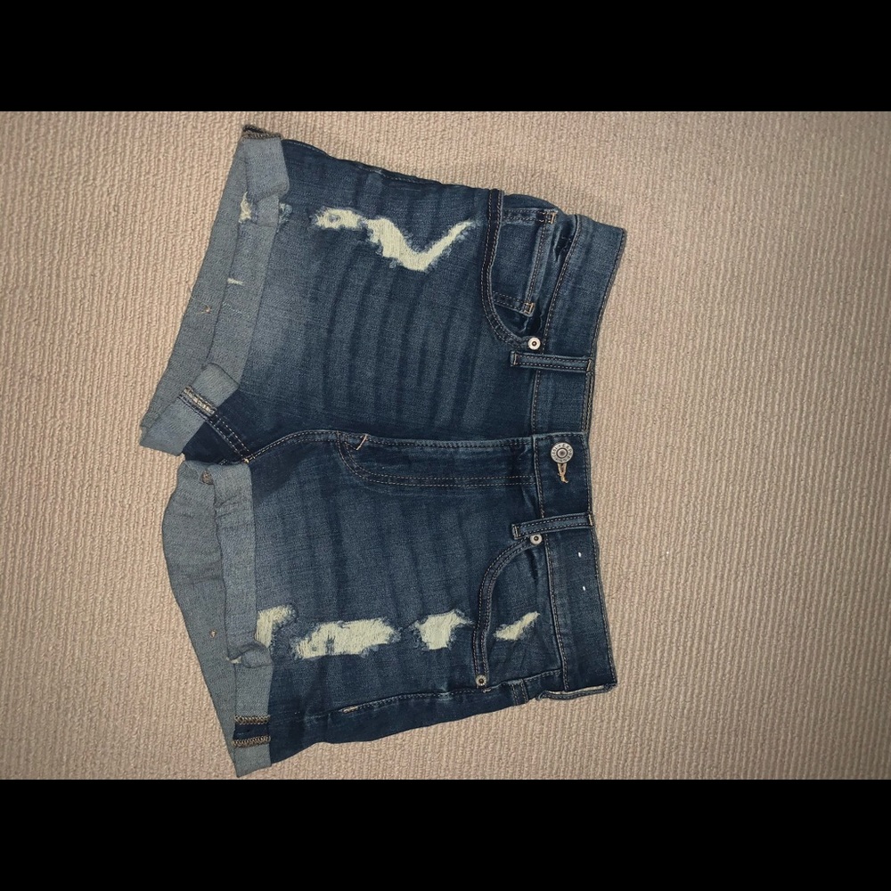 cuffed ripped jean shorts